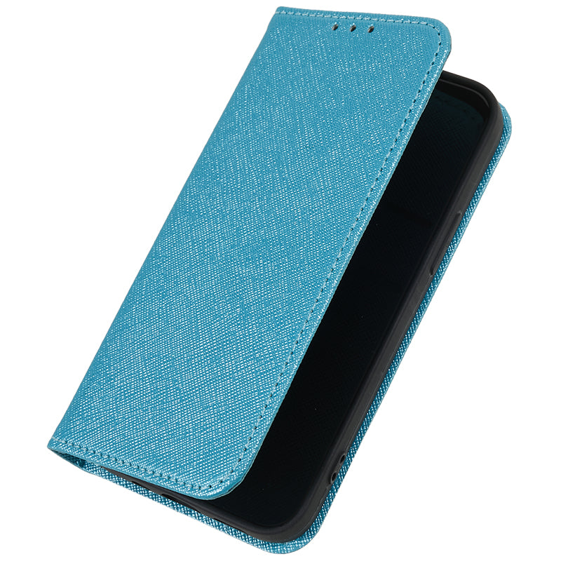 Cross Texture Shell for Samsung Galaxy F34 5G / M34 5G , Phone Case PU Leather Stand Flip Wallet Cover - Sky Blue