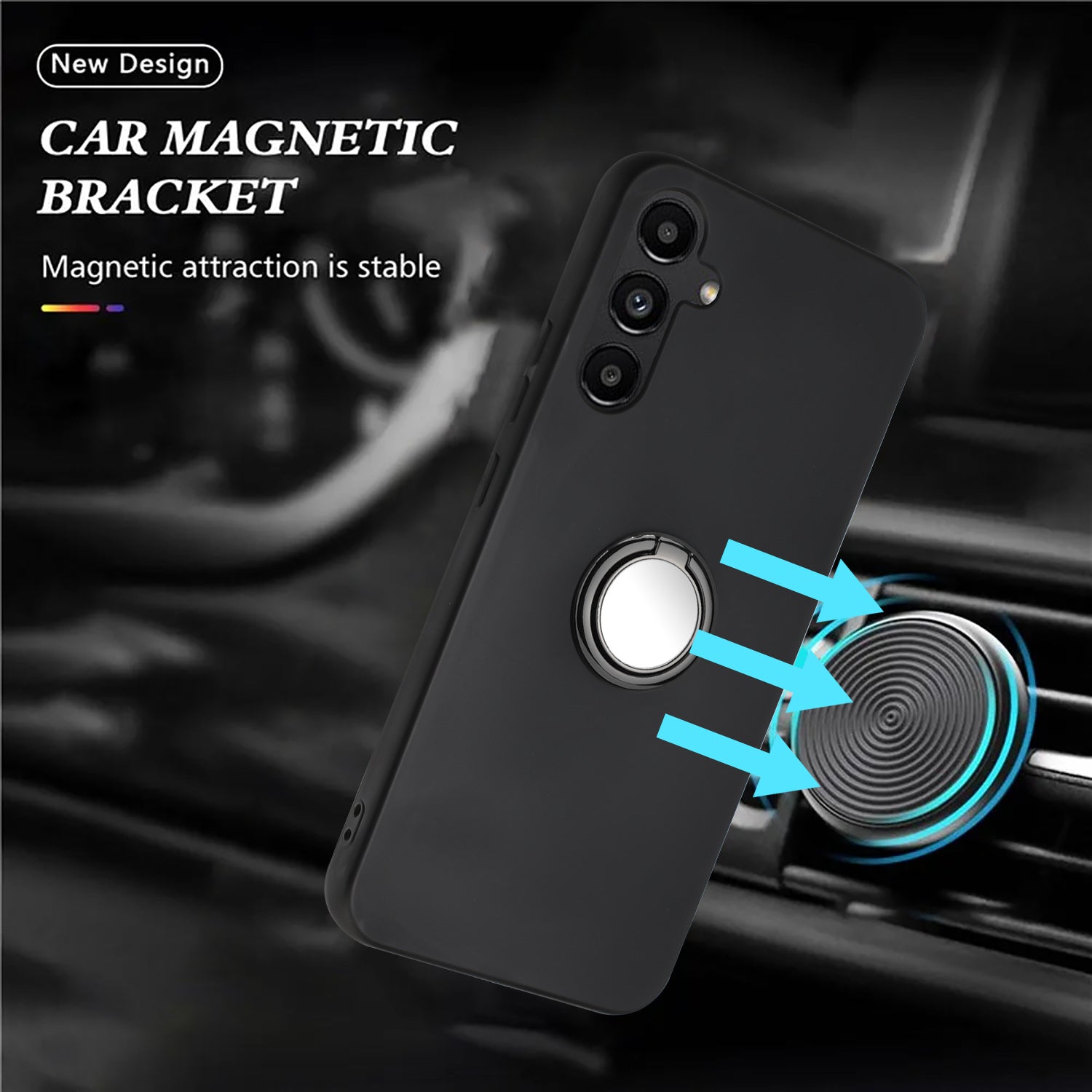 For Samsung Galaxy F34 5G / M34 5G Anti-scratch Matte TPU Case Protective Phone Cover with Ring Kickstand - Black