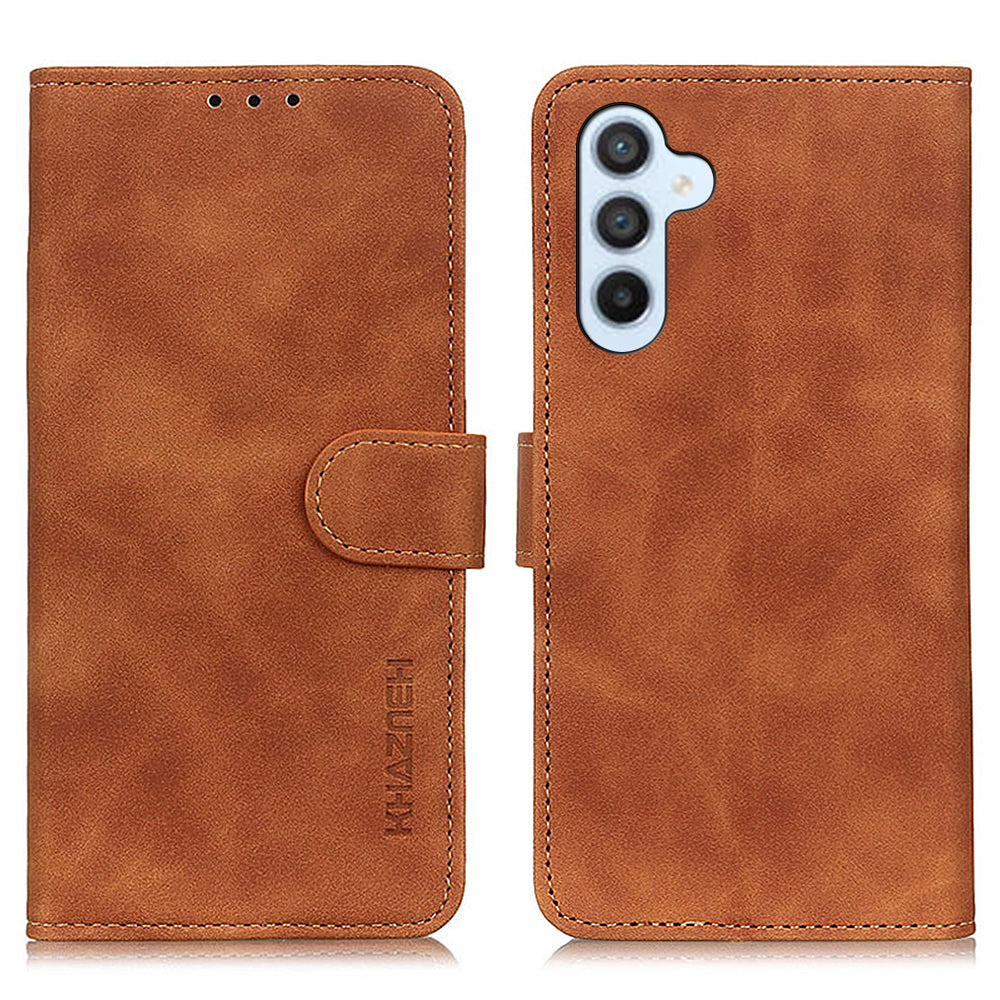 KHAZNEH For Samsung Galaxy F34 5G / M34 5G Wallet Phone Cover Retro Texture PU Leather Stand Case - Brown