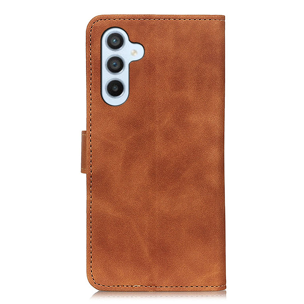 KHAZNEH For Samsung Galaxy F34 5G / M34 5G Wallet Phone Cover Retro Texture PU Leather Stand Case - Brown