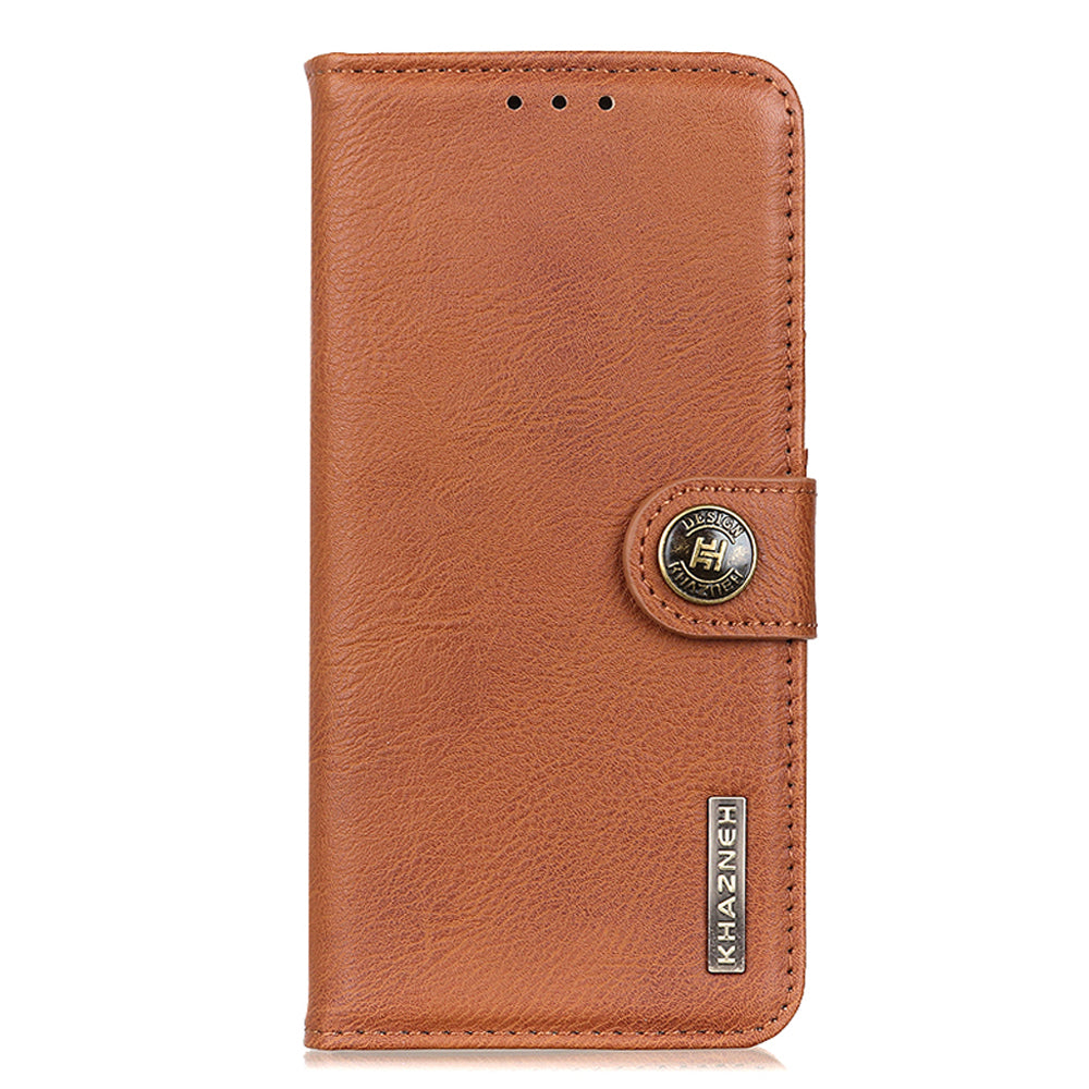 KHAZNEH Phone Leather Case for Samsung Galaxy F34 5G / M34 5G , Wallet Stand Cowhide Texture Phone Cover - Brown