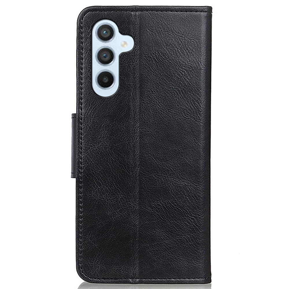 For Samsung Galaxy F34 5G / M34 5G Crazy Horse Texture PU Leather Wallet Case Stand Flip Cell Phone Cover - Black