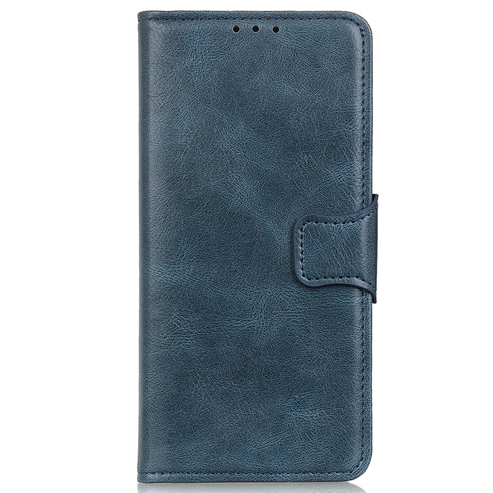 For Samsung Galaxy F34 5G / M34 5G Crazy Horse Texture PU Leather Wallet Case Stand Flip Cell Phone Cover - Blue