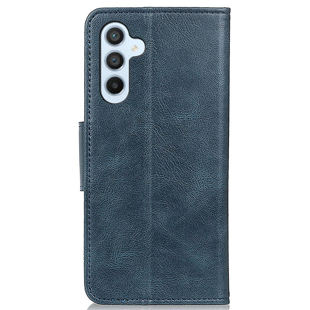 For Samsung Galaxy F34 5G / M34 5G Crazy Horse Texture PU Leather Wallet Case Stand Flip Cell Phone Cover - Blue