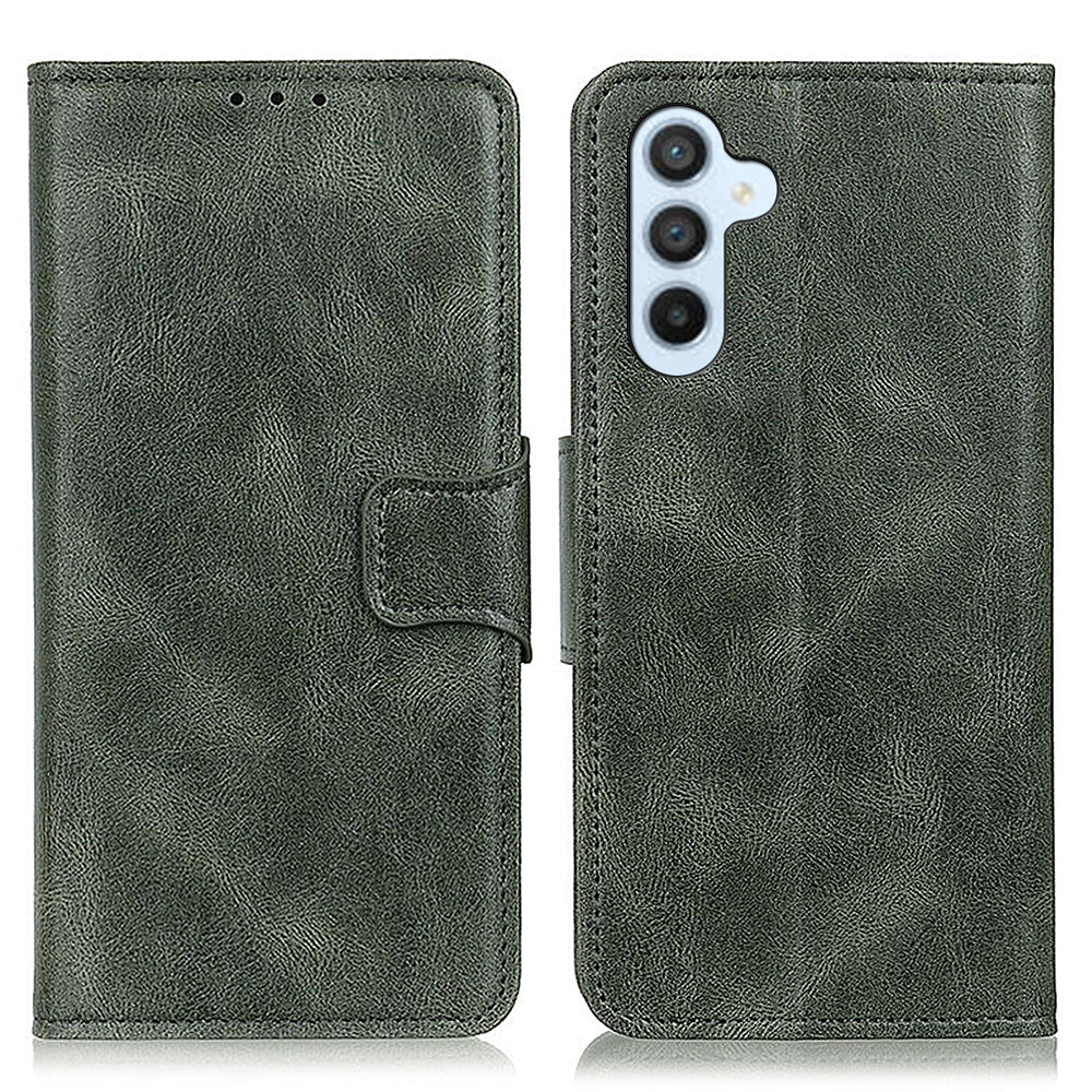 For Samsung Galaxy F34 5G / M34 5G Crazy Horse Texture PU Leather Wallet Case Stand Flip Cell Phone Cover - Green