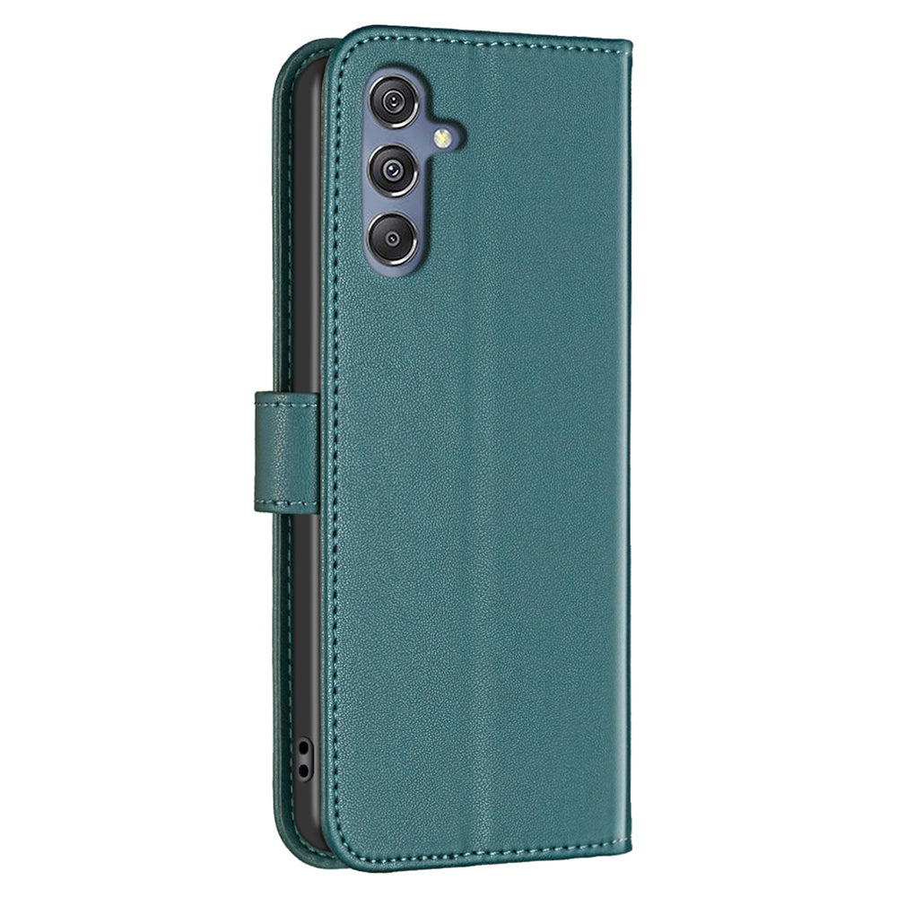 BINFEN COLOR BF17 Leather Flip Cover for Samsung Galaxy F34 5G / M34 5G , Wallet Stand Full Protection Phone Case - Green