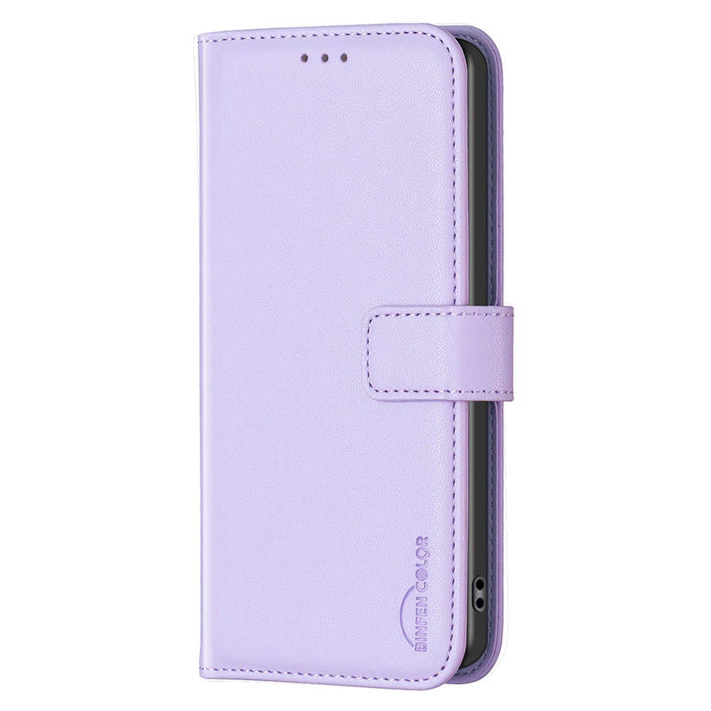 BINFEN COLOR BF17 Leather Flip Cover for Samsung Galaxy F34 5G / M34 5G , Wallet Stand Full Protection Phone Case - Purple