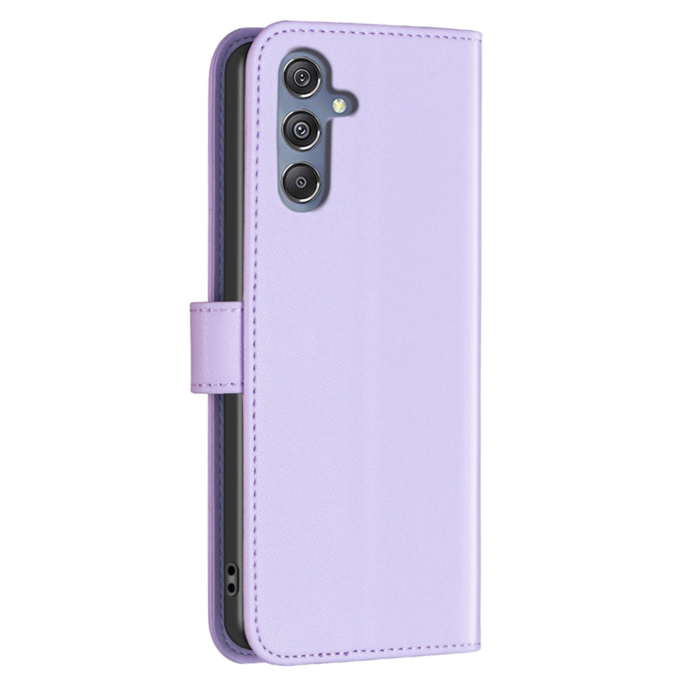 BINFEN COLOR BF17 Leather Flip Cover for Samsung Galaxy F34 5G / M34 5G , Wallet Stand Full Protection Phone Case - Purple