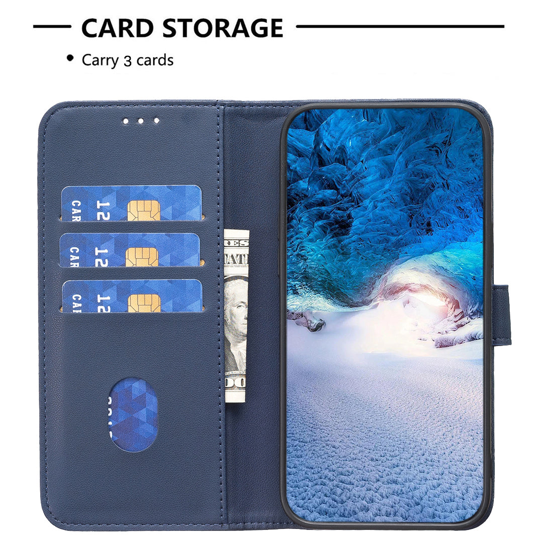 BINFEN COLOR BF17 Leather Flip Cover for Samsung Galaxy F34 5G / M34 5G , Wallet Stand Full Protection Phone Case - Blue