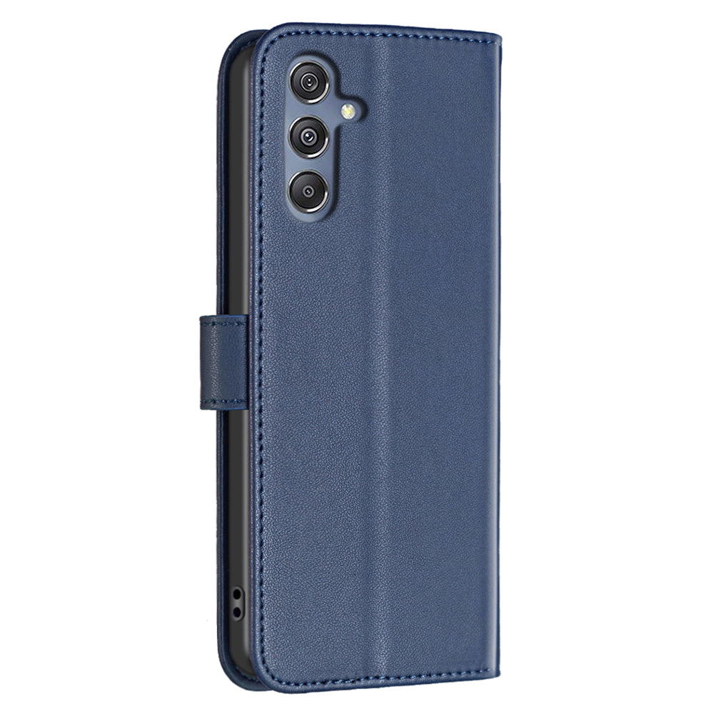 BINFEN COLOR BF17 Leather Flip Cover for Samsung Galaxy F34 5G / M34 5G , Wallet Stand Full Protection Phone Case - Blue