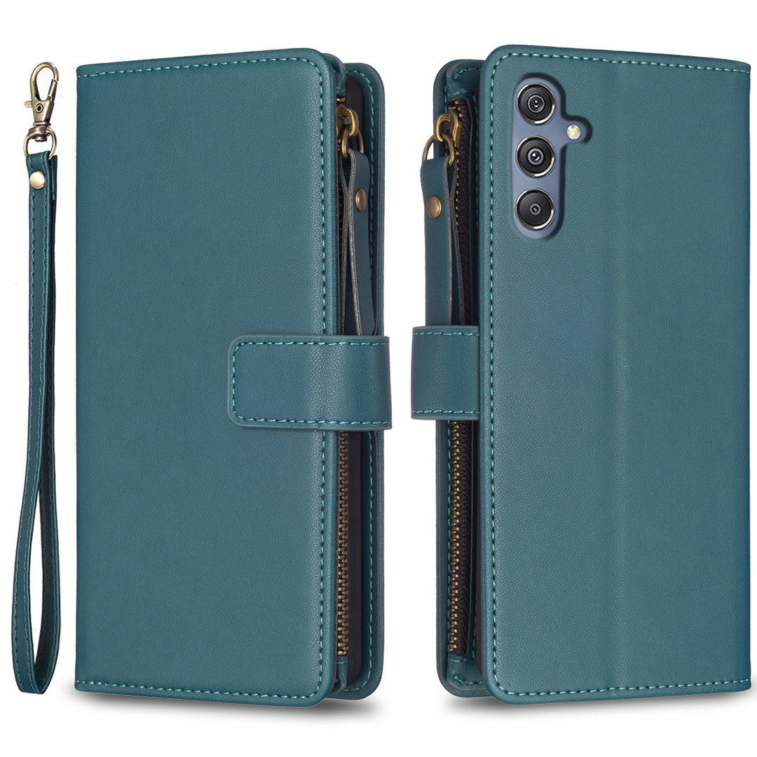 BF Style-19 for Samsung Galaxy F34 5G / M34 5G Wallet Phone Case PU Leather Stand Zipper Pocket Cover - Green