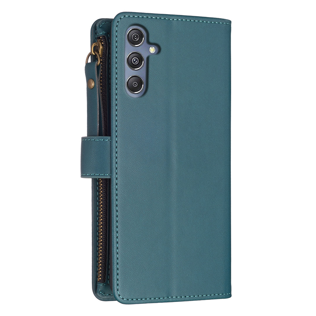 BF Style-19 for Samsung Galaxy F34 5G / M34 5G Wallet Phone Case PU Leather Stand Zipper Pocket Cover - Green