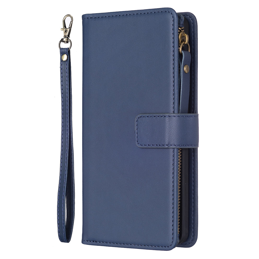 BF Style-19 for Samsung Galaxy F34 5G / M34 5G Wallet Phone Case PU Leather Stand Zipper Pocket Cover - Blue