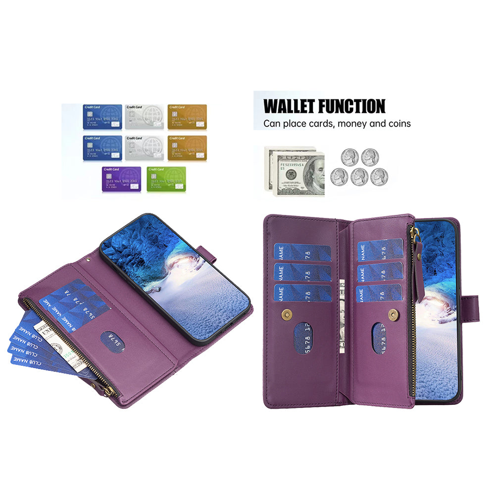 BF Style-19 for Samsung Galaxy F34 5G / M34 5G Wallet Phone Case PU Leather Stand Zipper Pocket Cover - Dark Purple