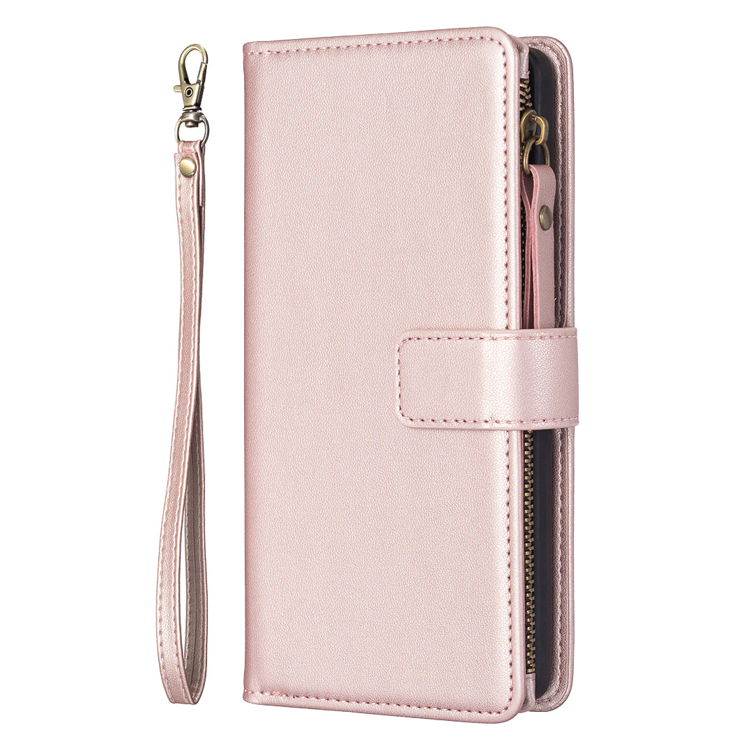 BF Style-19 for Samsung Galaxy F34 5G / M34 5G Wallet Phone Case PU Leather Stand Zipper Pocket Cover - Rose Gold