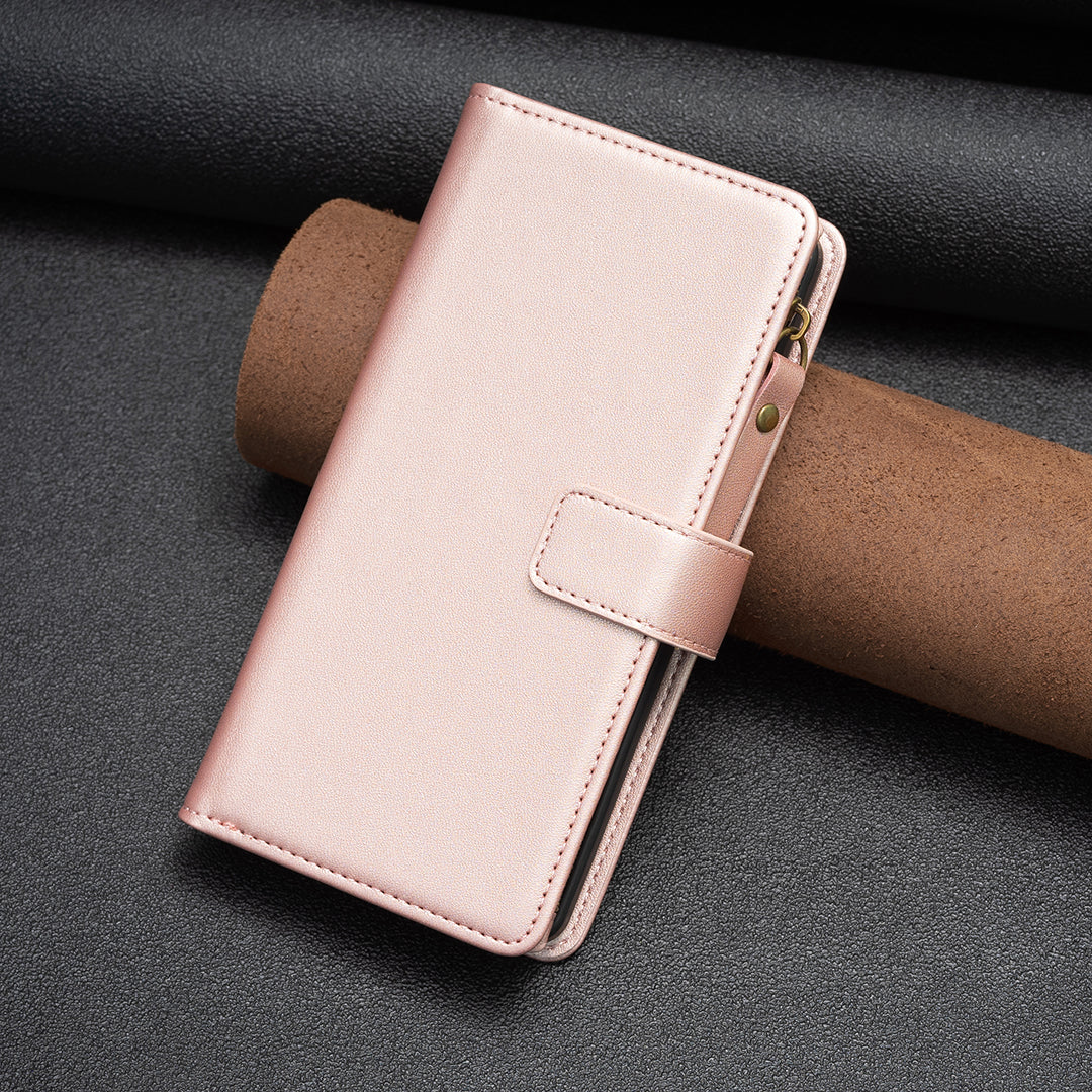 BF Style-19 for Samsung Galaxy F34 5G / M34 5G Wallet Phone Case PU Leather Stand Zipper Pocket Cover - Rose Gold