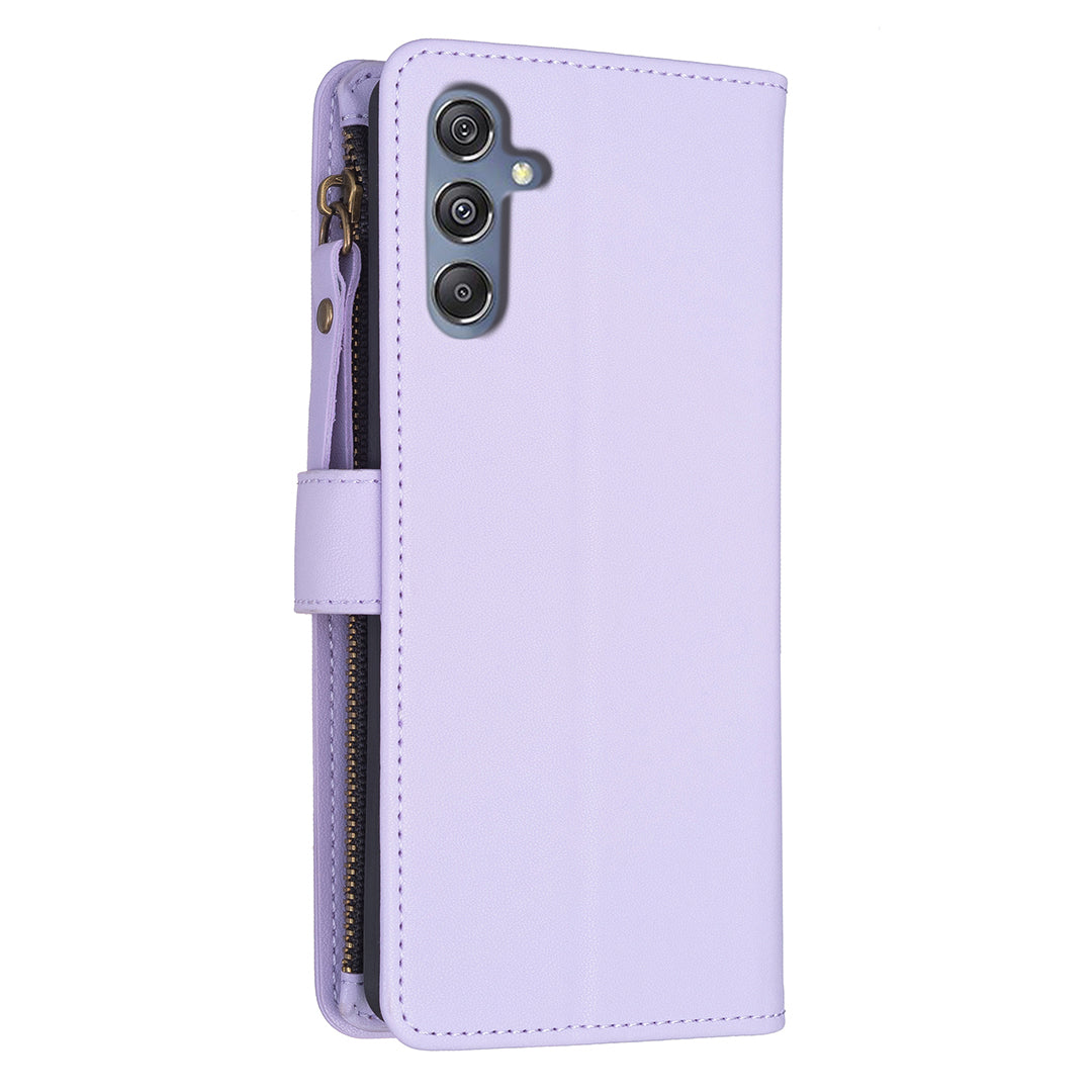 BF Style-19 for Samsung Galaxy F34 5G / M34 5G Wallet Phone Case PU Leather Stand Zipper Pocket Cover - Purple