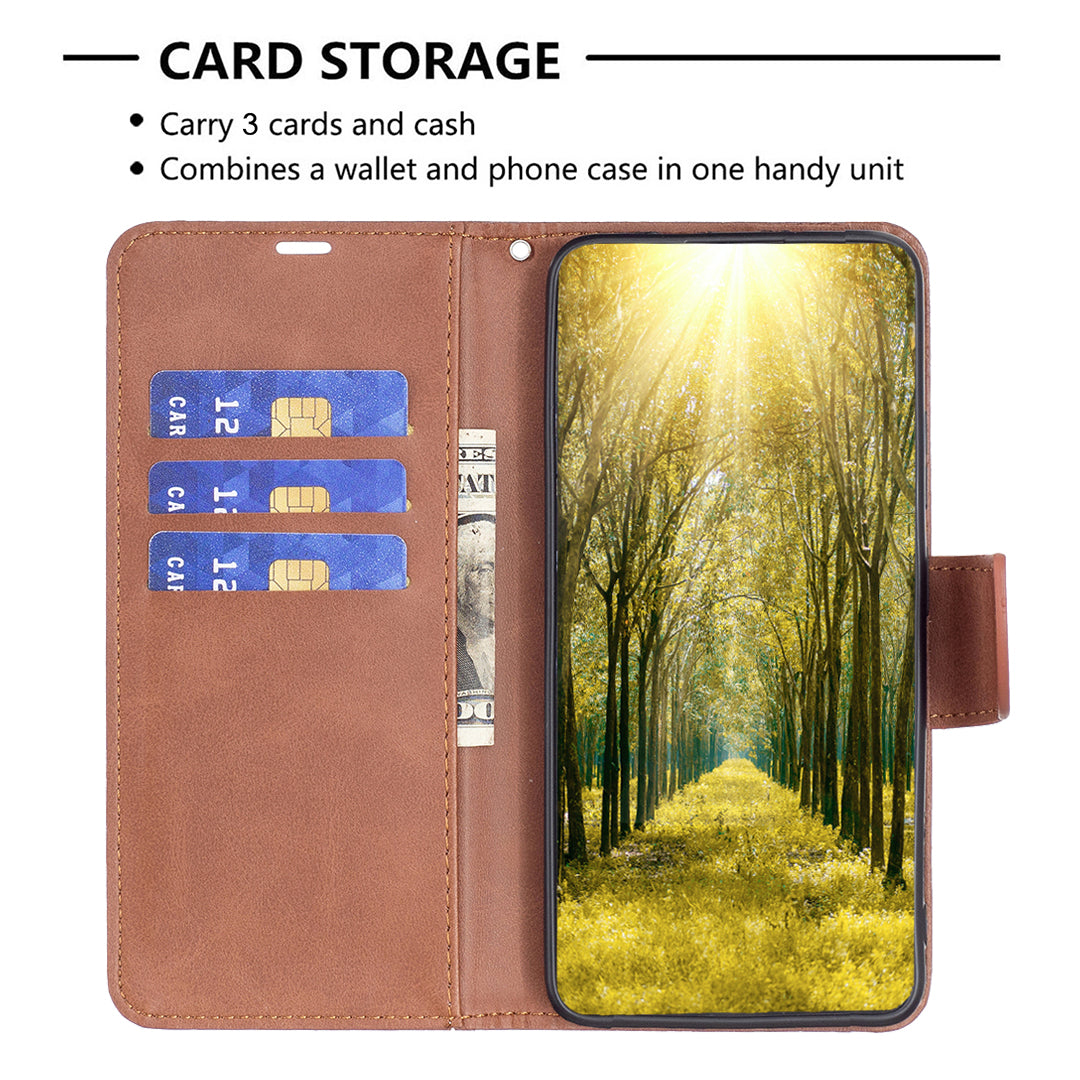 Phone Case for Samsung Galaxy F34 5G / M34 5G , Solid Color Wallet Stand PU Leather+TPU Cover - Brown