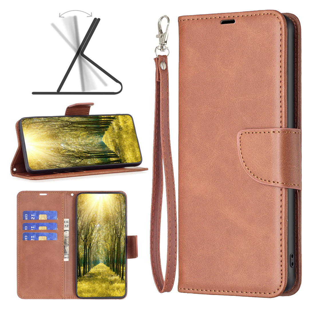 Phone Case for Samsung Galaxy F34 5G / M34 5G , Solid Color Wallet Stand PU Leather+TPU Cover - Brown