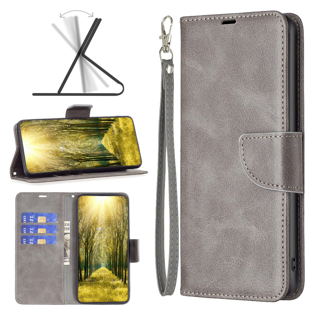 Phone Case for Samsung Galaxy F34 5G / M34 5G , Solid Color Wallet Stand PU Leather+TPU Cover - Grey