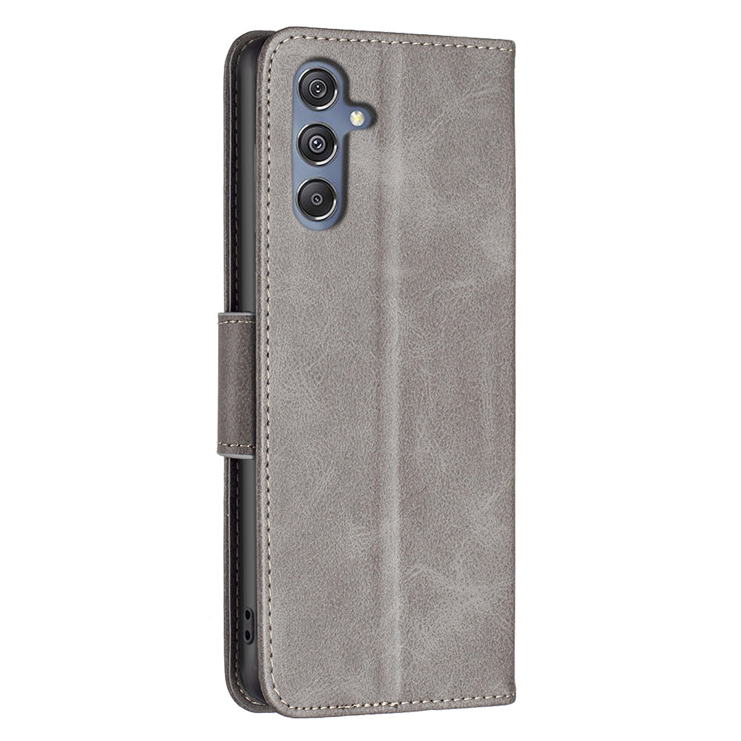 Phone Case for Samsung Galaxy F34 5G / M34 5G , Solid Color Wallet Stand PU Leather+TPU Cover - Grey