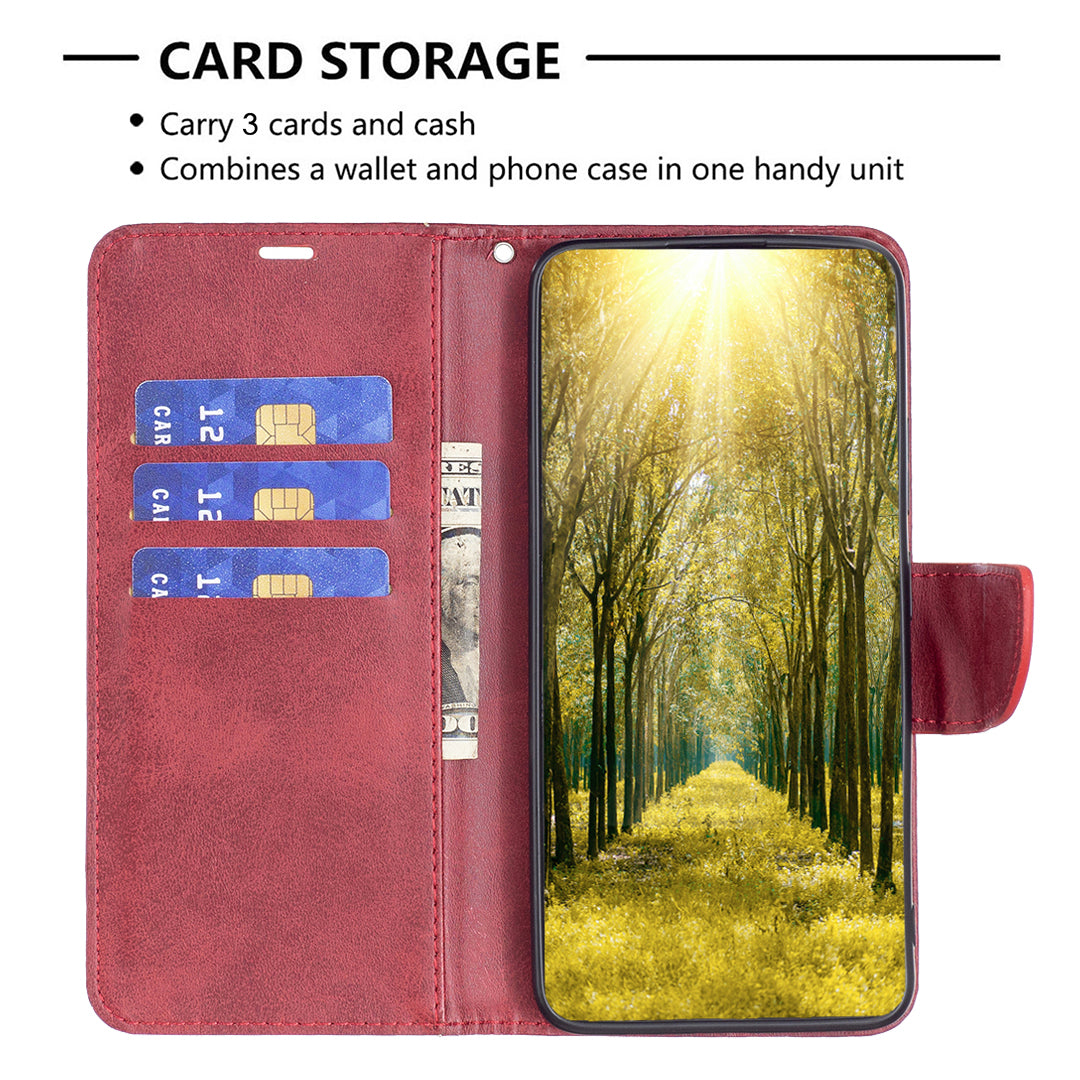 Phone Case for Samsung Galaxy F34 5G / M34 5G , Solid Color Wallet Stand PU Leather+TPU Cover - Red