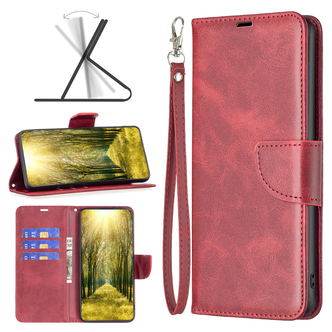 Phone Case for Samsung Galaxy F34 5G / M34 5G , Solid Color Wallet Stand PU Leather+TPU Cover - Red