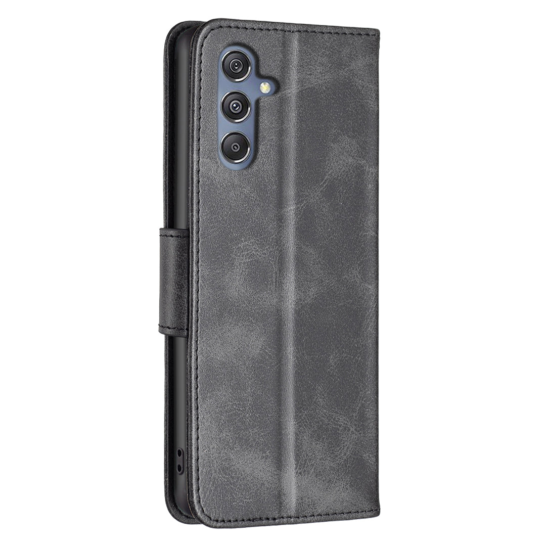 Phone Case for Samsung Galaxy F34 5G / M34 5G , Solid Color Wallet Stand PU Leather+TPU Cover - Black