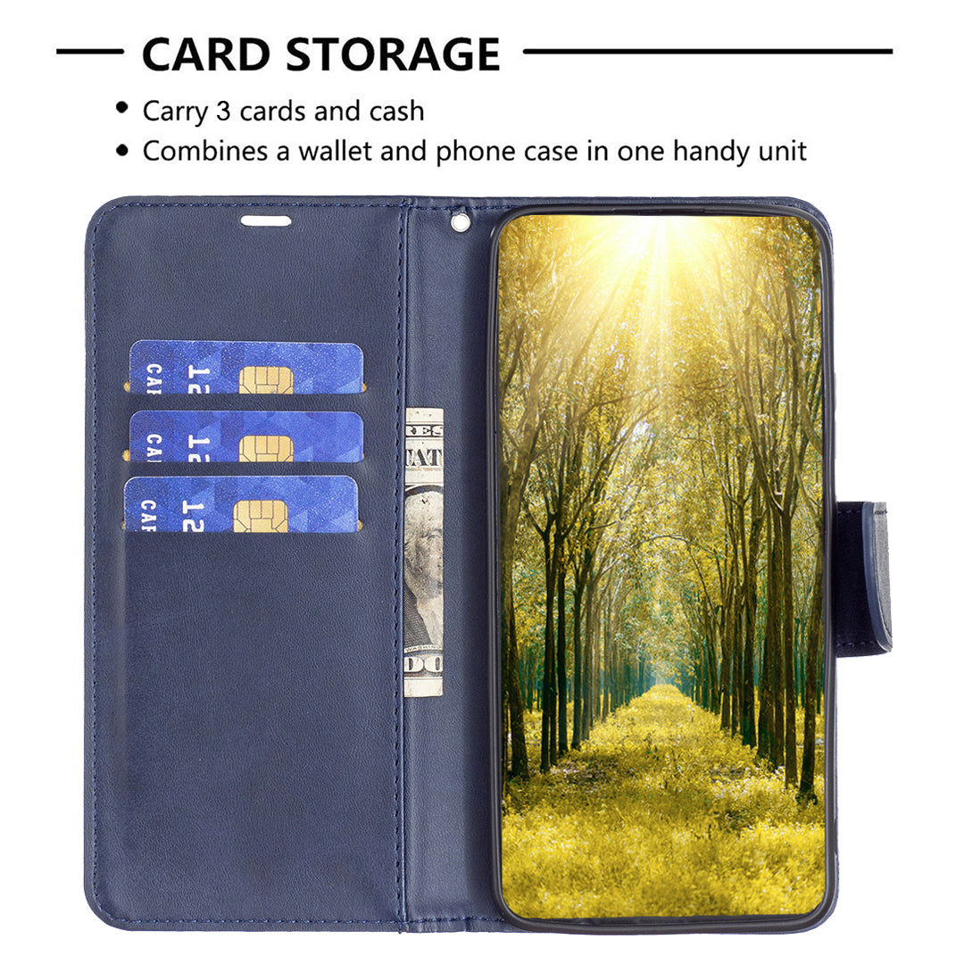 Phone Case for Samsung Galaxy F34 5G / M34 5G , Solid Color Wallet Stand PU Leather+TPU Cover - Blue