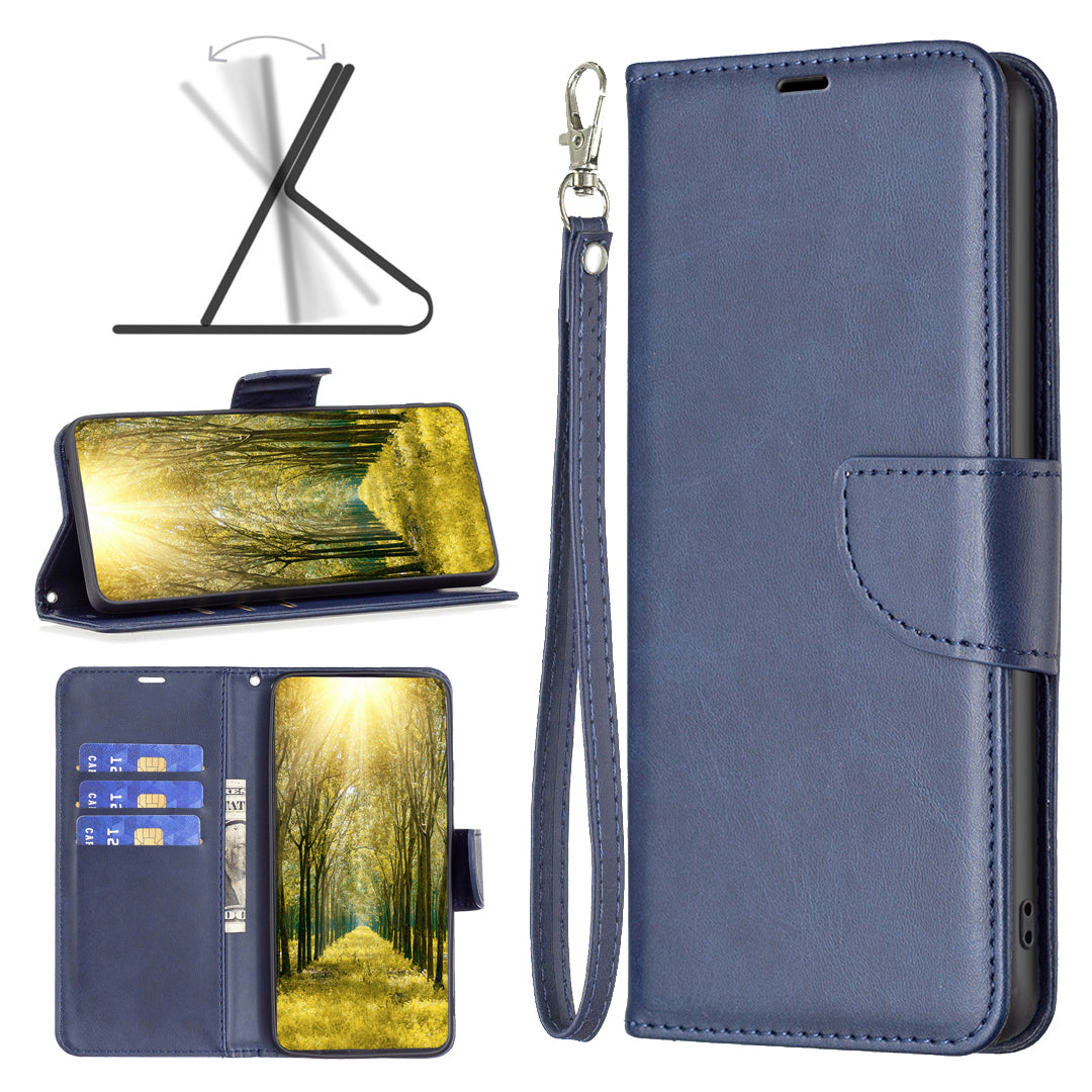 Phone Case for Samsung Galaxy F34 5G / M34 5G , Solid Color Wallet Stand PU Leather+TPU Cover - Blue