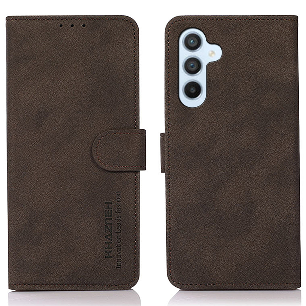 KHAZNEH For Samsung Galaxy F34 5G / M34 5G Wallet Phone Cover Textured PU Leather Stand Anti-drop Case - Brown