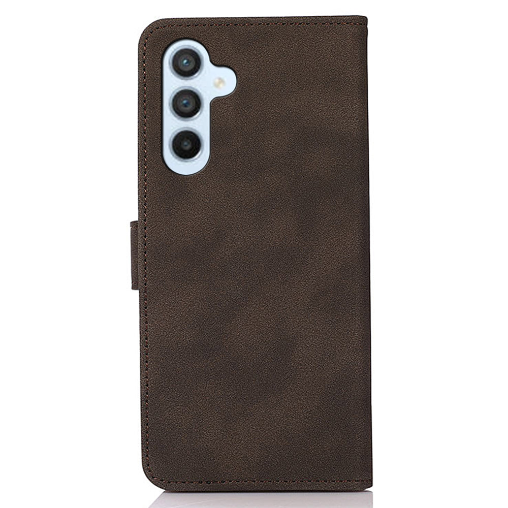 KHAZNEH For Samsung Galaxy F34 5G / M34 5G Wallet Phone Cover Textured PU Leather Stand Anti-drop Case - Brown