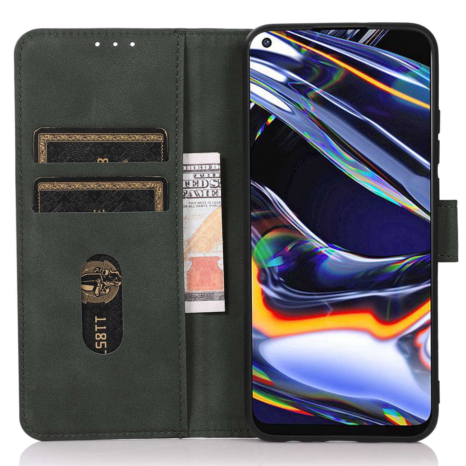 KHAZNEH For Samsung Galaxy F34 5G / M34 5G Wallet Phone Cover Textured PU Leather Stand Anti-drop Case - Green