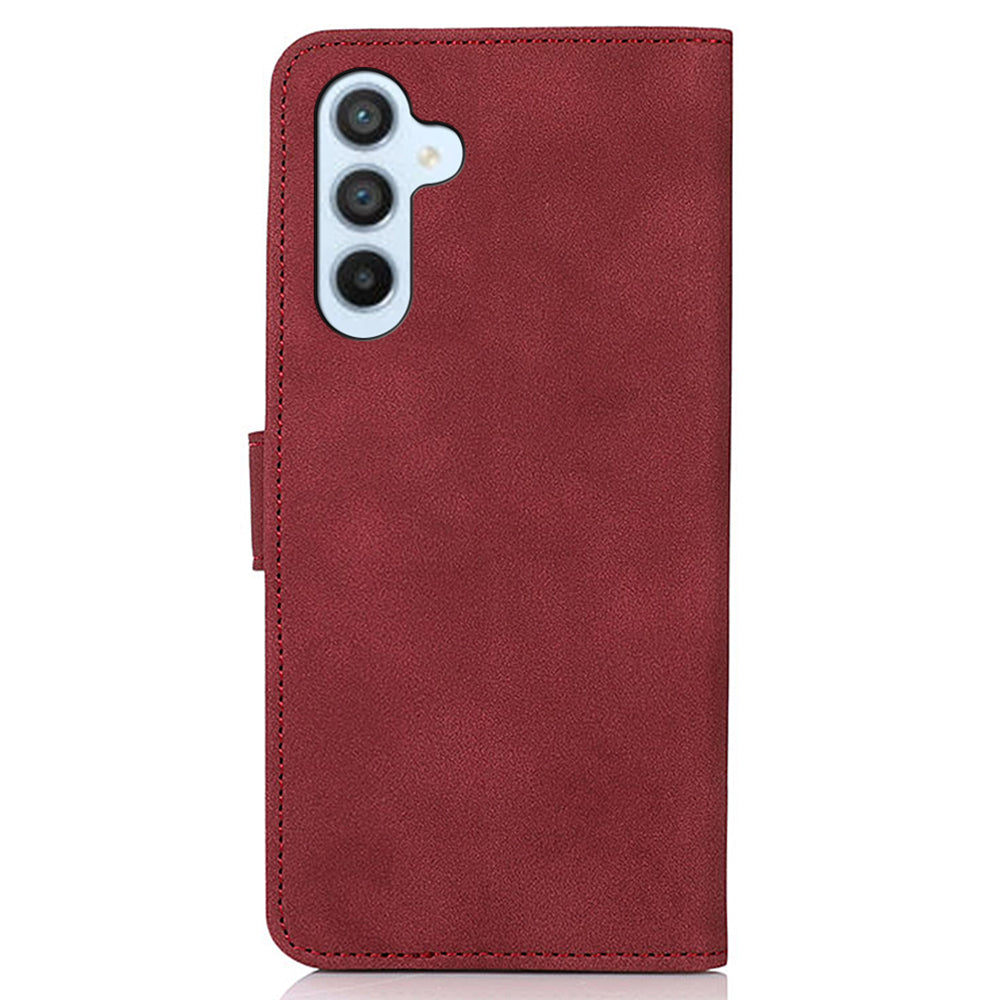 KHAZNEH For Samsung Galaxy F34 5G / M34 5G Wallet Phone Cover Textured PU Leather Stand Anti-drop Case - Red