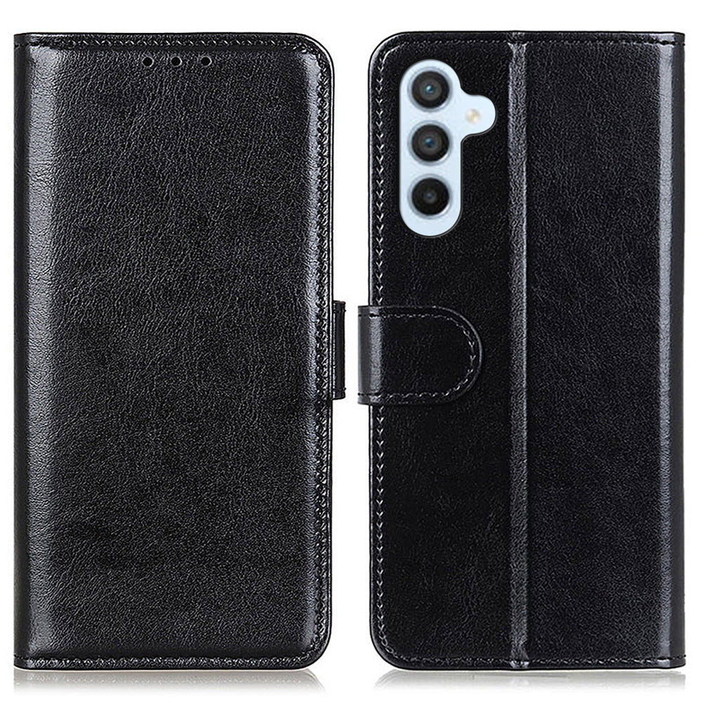 For Samsung Galaxy F34 5G / F34 5G / M34 5G PU Leather Stand Phone Case Crazy Horse Texture Wallet Cover - Black