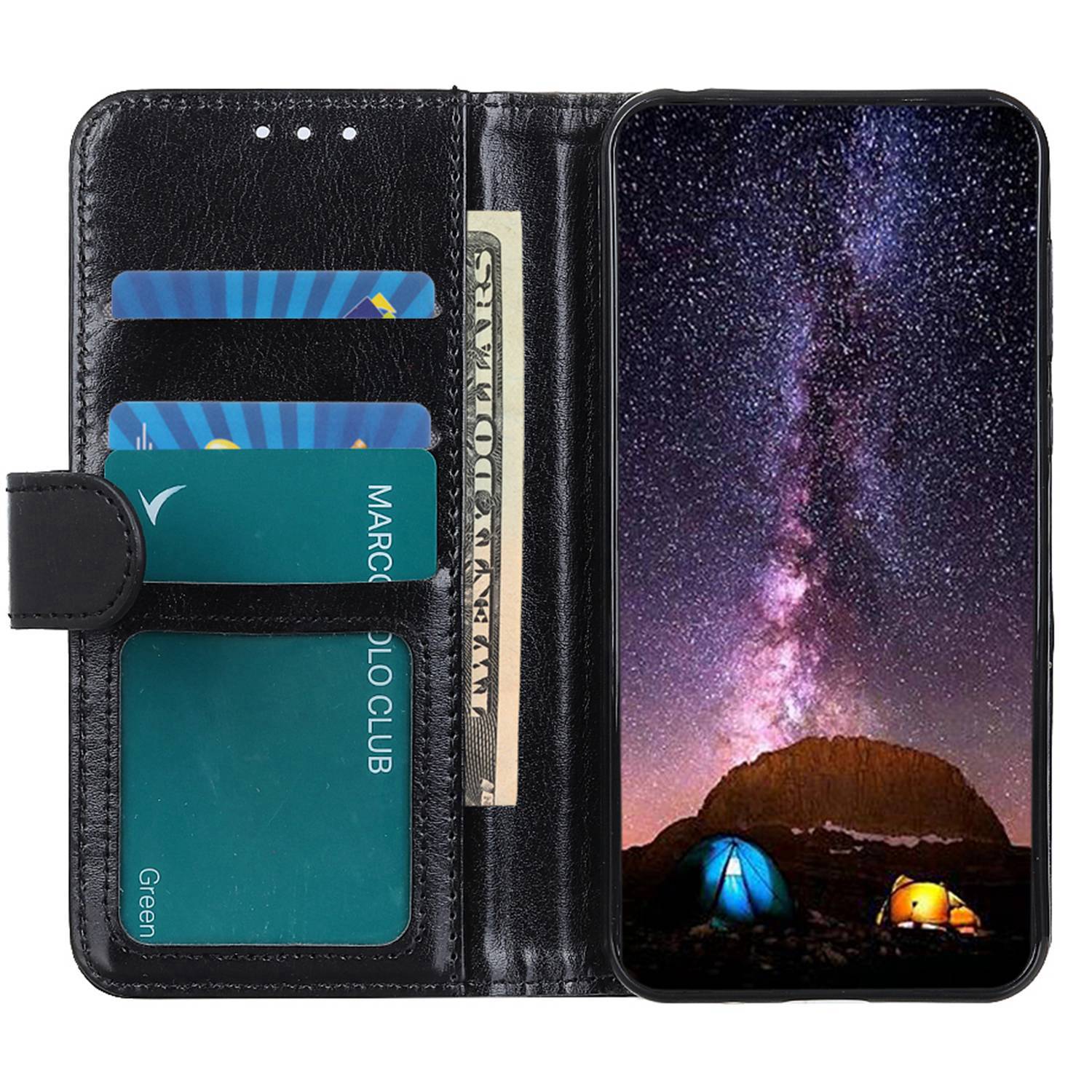 For Samsung Galaxy F34 5G / F34 5G / M34 5G PU Leather Stand Phone Case Crazy Horse Texture Wallet Cover - Black