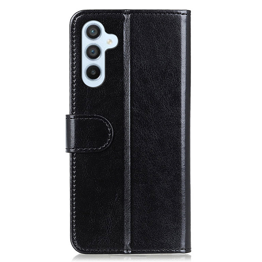 For Samsung Galaxy F34 5G / F34 5G / M34 5G PU Leather Stand Phone Case Crazy Horse Texture Wallet Cover - Black