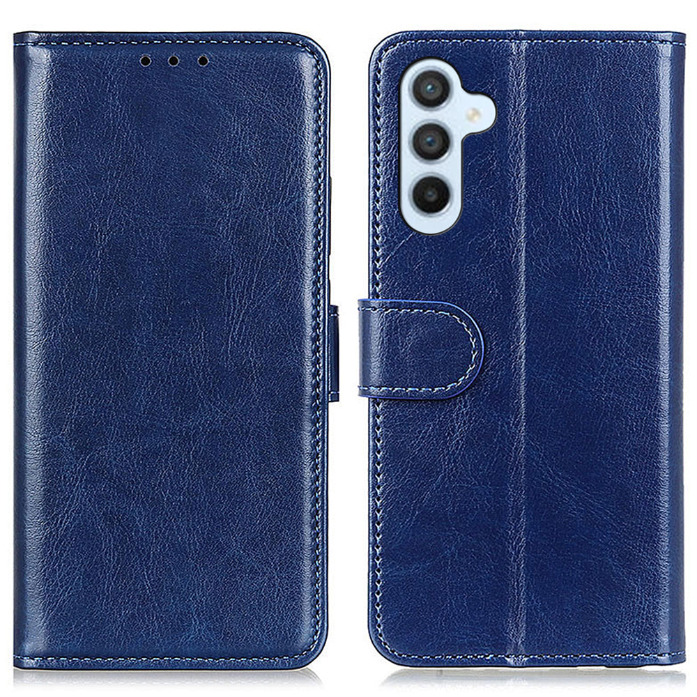 For Samsung Galaxy F34 5G / F34 5G / M34 5G PU Leather Stand Phone Case Crazy Horse Texture Wallet Cover - Blue