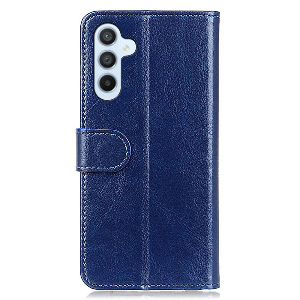 For Samsung Galaxy F34 5G / F34 5G / M34 5G PU Leather Stand Phone Case Crazy Horse Texture Wallet Cover - Blue