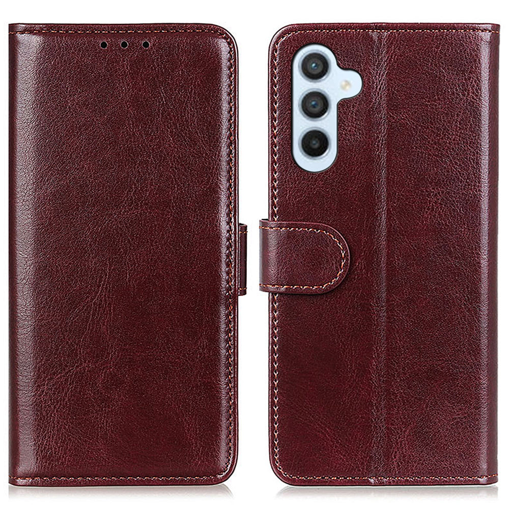 For Samsung Galaxy F34 5G / F34 5G / M34 5G PU Leather Stand Phone Case Crazy Horse Texture Wallet Cover - Brown