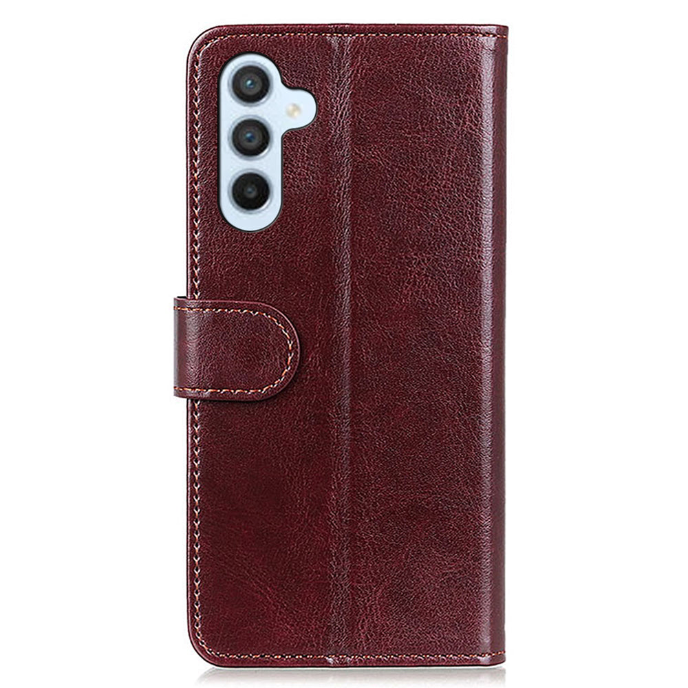 For Samsung Galaxy F34 5G / F34 5G / M34 5G PU Leather Stand Phone Case Crazy Horse Texture Wallet Cover - Brown