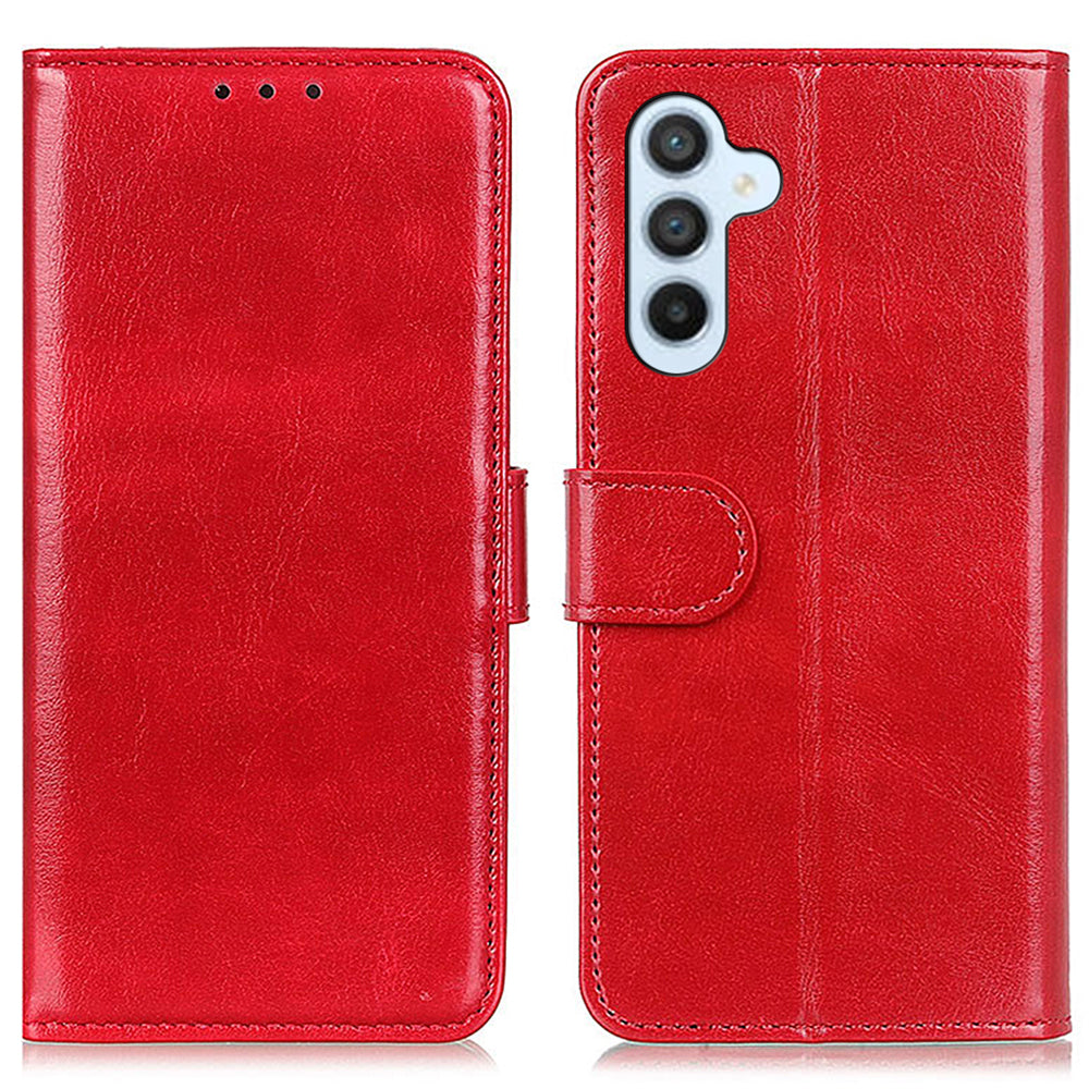 For Samsung Galaxy F34 5G / F34 5G / M34 5G PU Leather Stand Phone Case Crazy Horse Texture Wallet Cover - Red