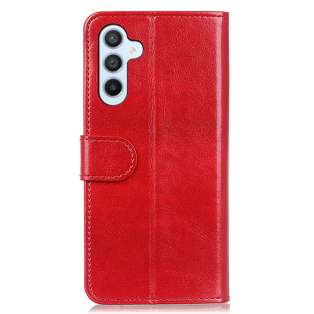 For Samsung Galaxy F34 5G / F34 5G / M34 5G PU Leather Stand Phone Case Crazy Horse Texture Wallet Cover - Red