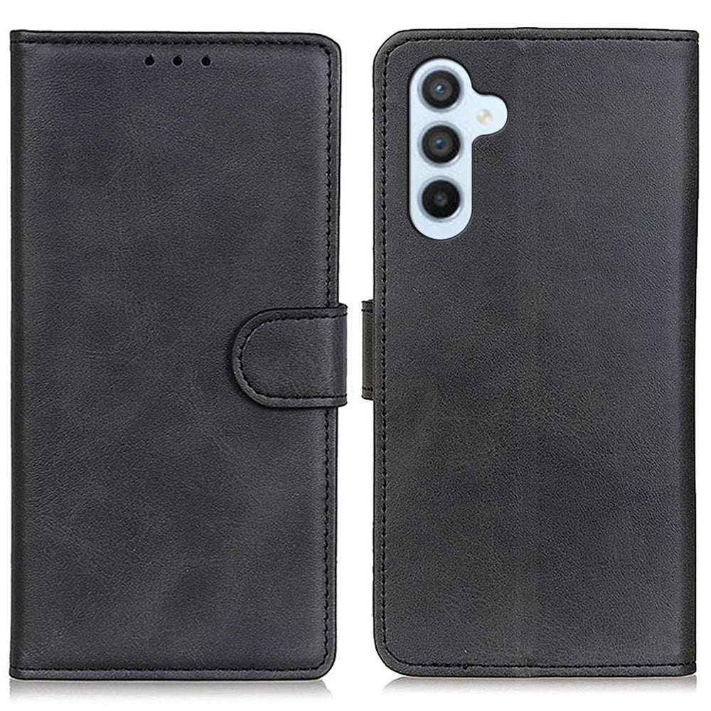 For Samsung Galaxy F34 5G / M34 5G Cowhide Texture Wallet Leather Phone Case Full Protection Stand Cover - Black