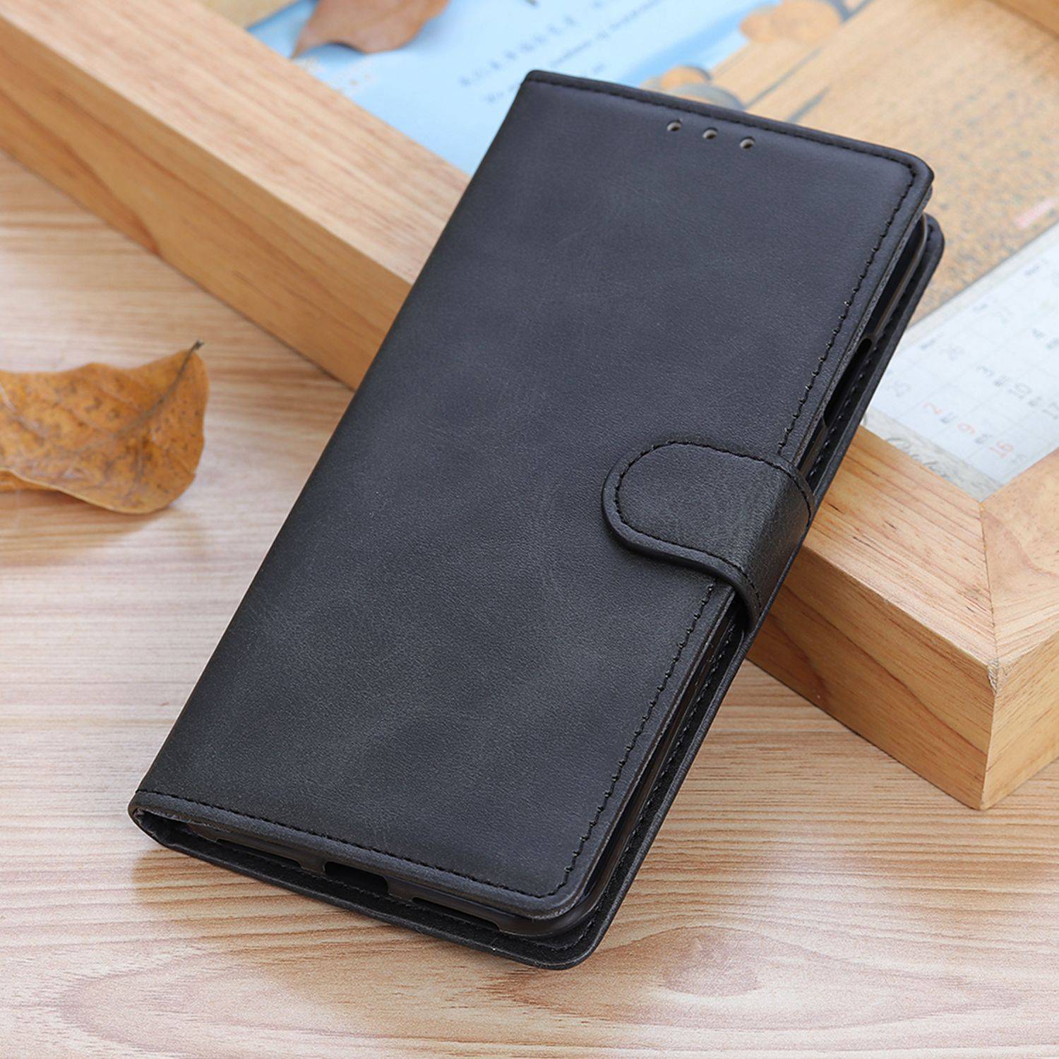 For Samsung Galaxy F34 5G / M34 5G Cowhide Texture Wallet Leather Phone Case Full Protection Stand Cover - Black