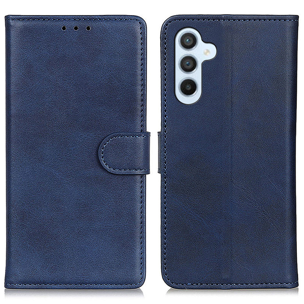 For Samsung Galaxy F34 5G / M34 5G Cowhide Texture Wallet Leather Phone Case Full Protection Stand Cover - Blue