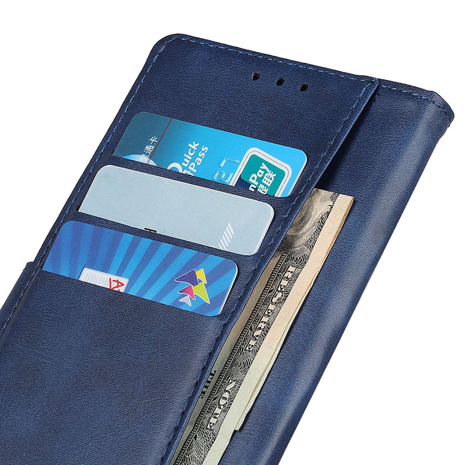 For Samsung Galaxy F34 5G / M34 5G Cowhide Texture Wallet Leather Phone Case Full Protection Stand Cover - Blue