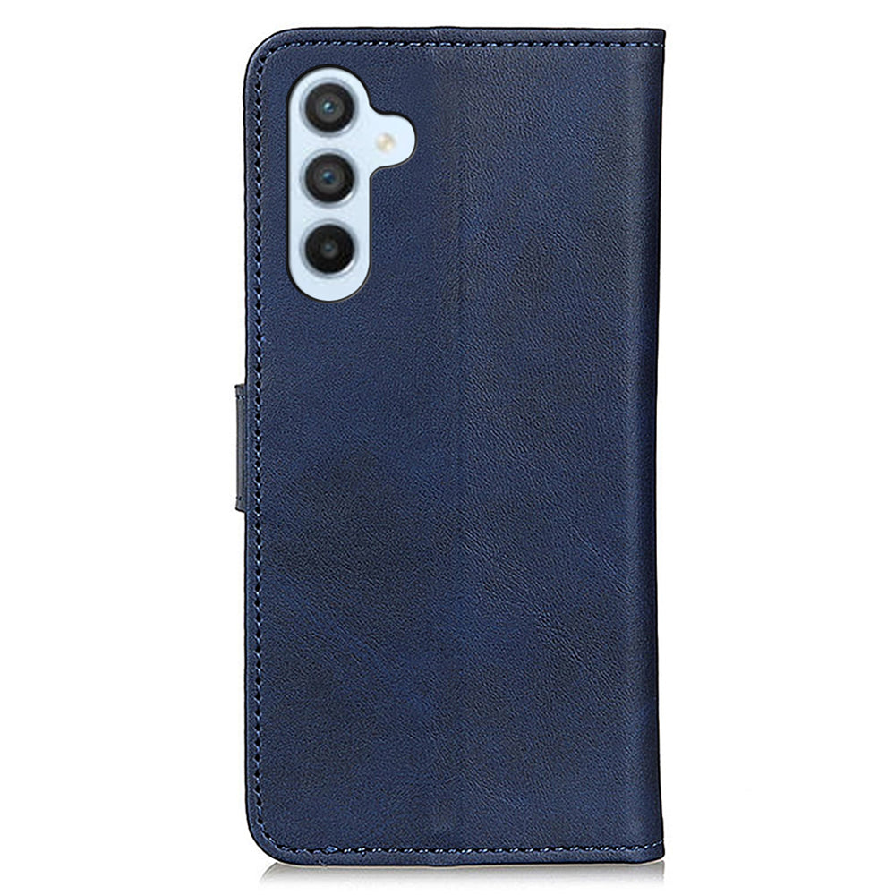 For Samsung Galaxy F34 5G / M34 5G Cowhide Texture Wallet Leather Phone Case Full Protection Stand Cover - Blue