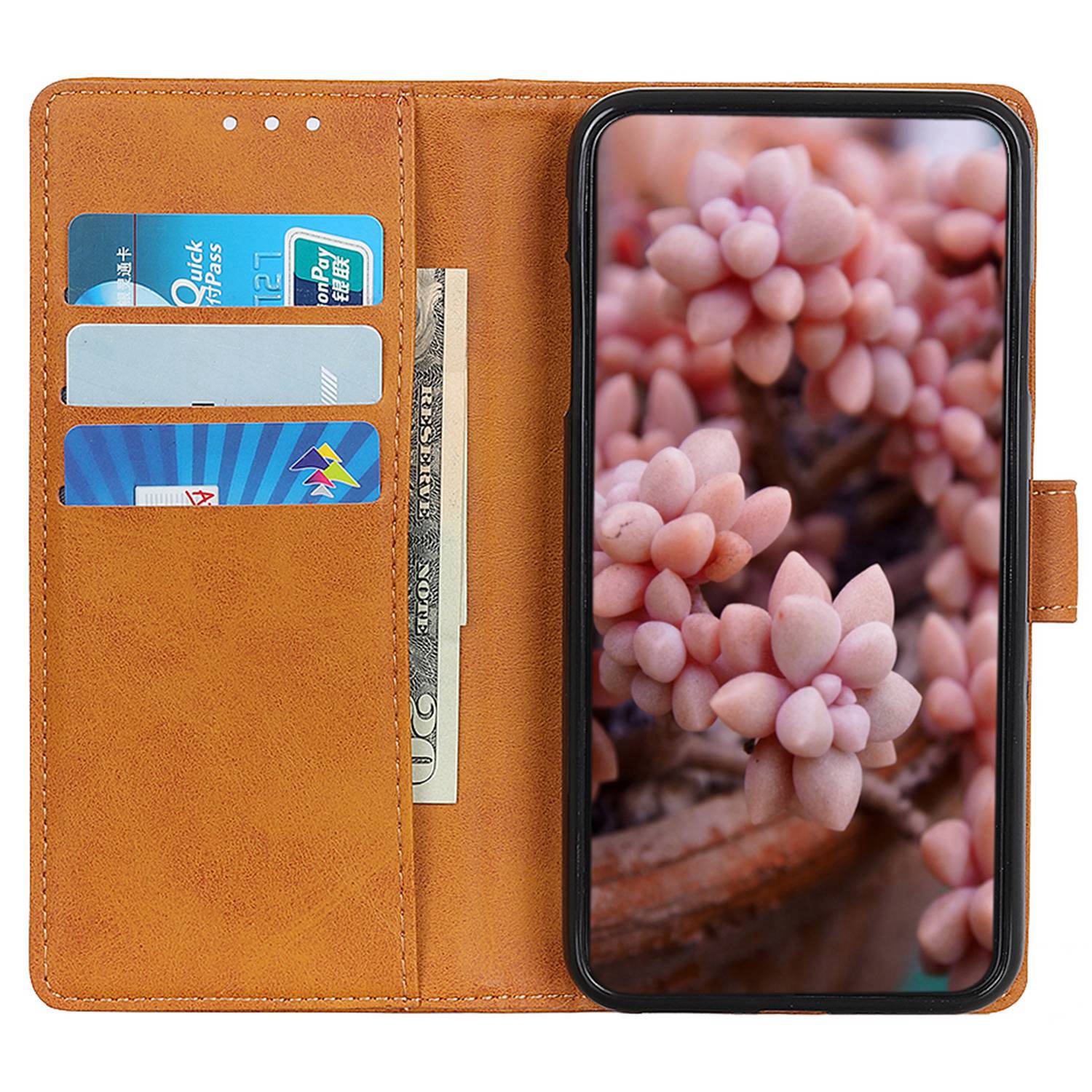 For Samsung Galaxy F34 5G / M34 5G Cowhide Texture Wallet Leather Phone Case Full Protection Stand Cover - Brown