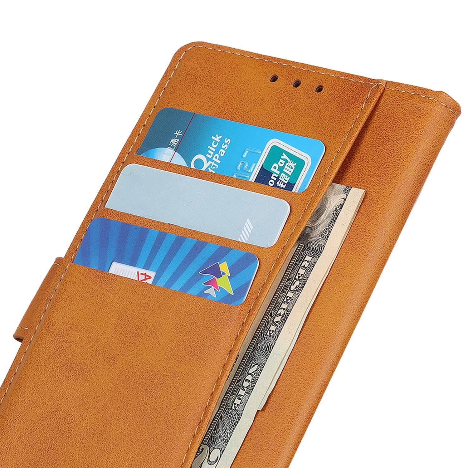 For Samsung Galaxy F34 5G / M34 5G Cowhide Texture Wallet Leather Phone Case Full Protection Stand Cover - Brown